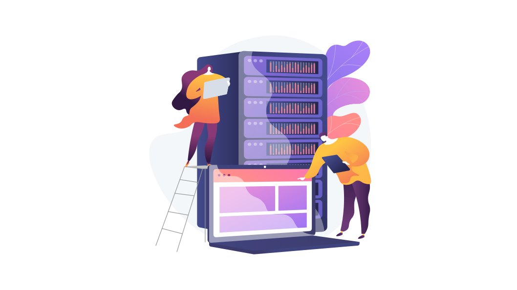 Vue d'un data center avec rangées de serveurs